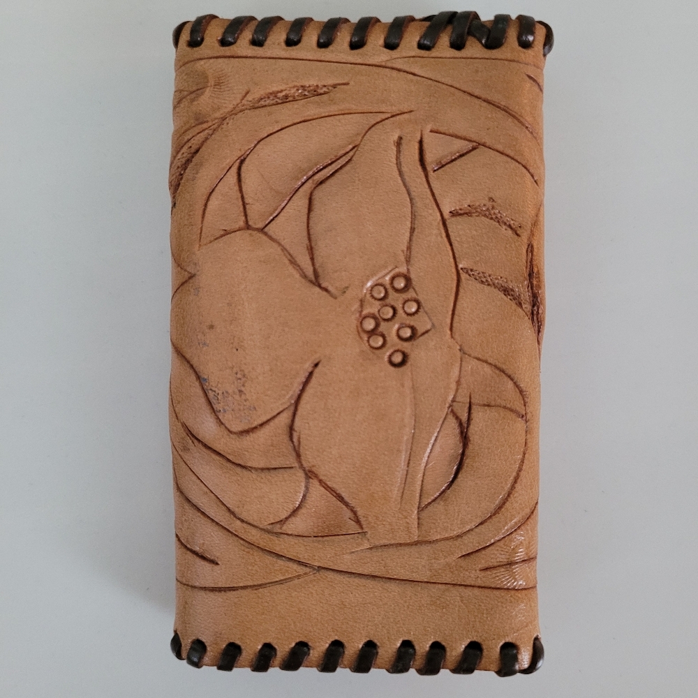 Key Wallet Vintage (Est60s / 70s) Tooled Leather Built In Key Hooks Snap Closure - Picture 13 of 16